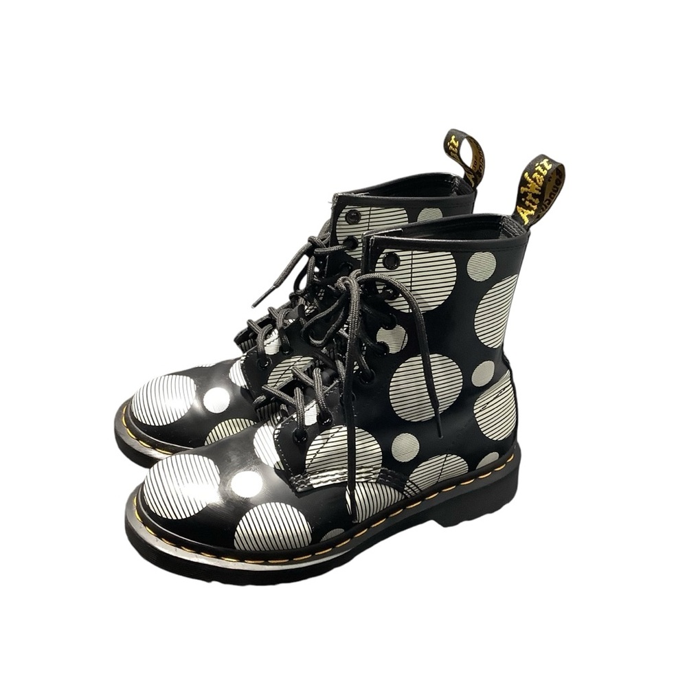 Dr. Martens Black and White Polka Dot Combat Boots